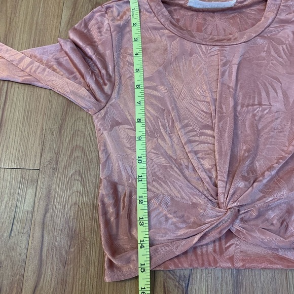 Audrey 3+1 Long Sleeve Twist Front Orange Crop Top - Picture 10 of 13